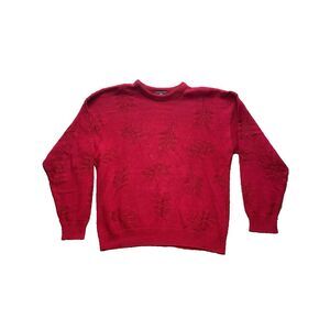 Vintage Jantzen Sweater Adult Extra Large Red Embossed Floral Outerwear USA Mens